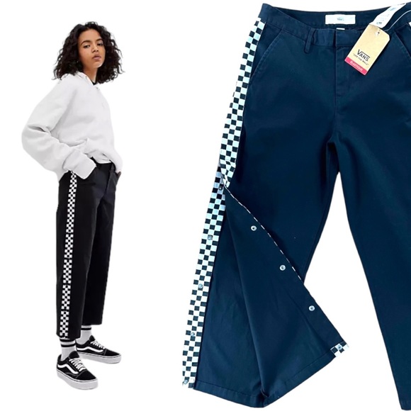 Vans Pants & Jumpsuits Nwt Vans Wide Leg Checkerboard Taping
